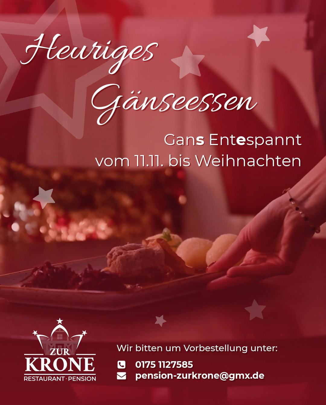 Pension zur Krone - Einladung zum weihnachtlichen Gänseessen